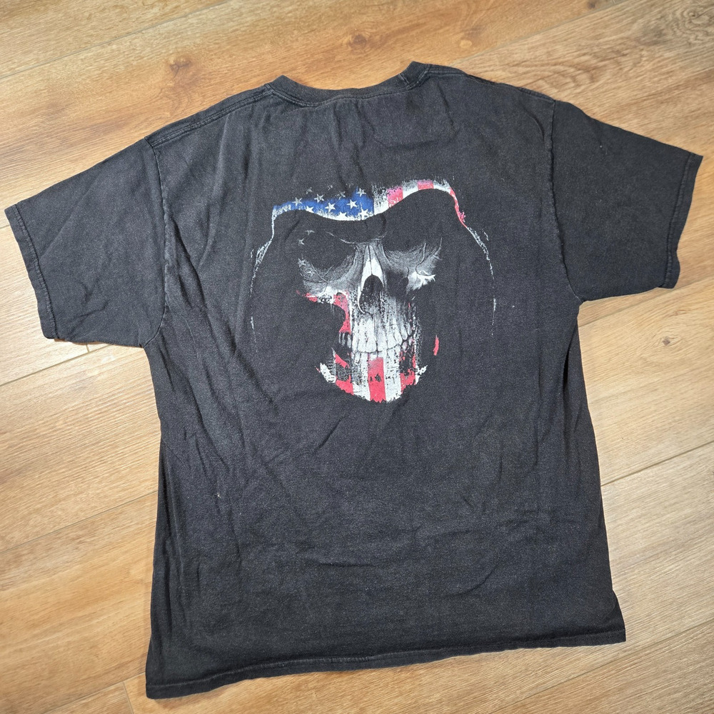 America Reaper Graphic Print T Shirt Mens L Skull Patriotic Streetwear
